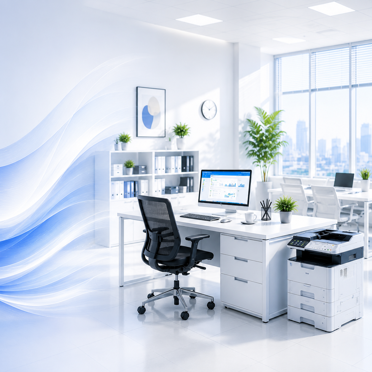 Bright modern office setup